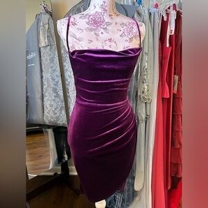 🔥B. Darlin Backless Purple Velvet New Years Holiday Cocktail Dress 7 8 Small
